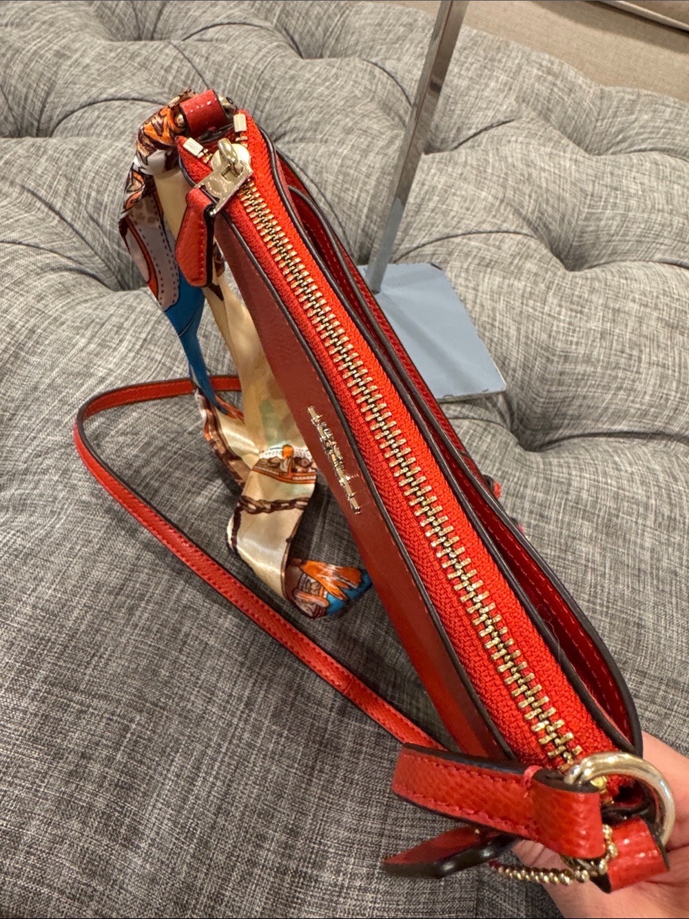 Coach Bag Kitt Pebbled Leather Orange Rusty Red Crossbody - Picture 9 of 17